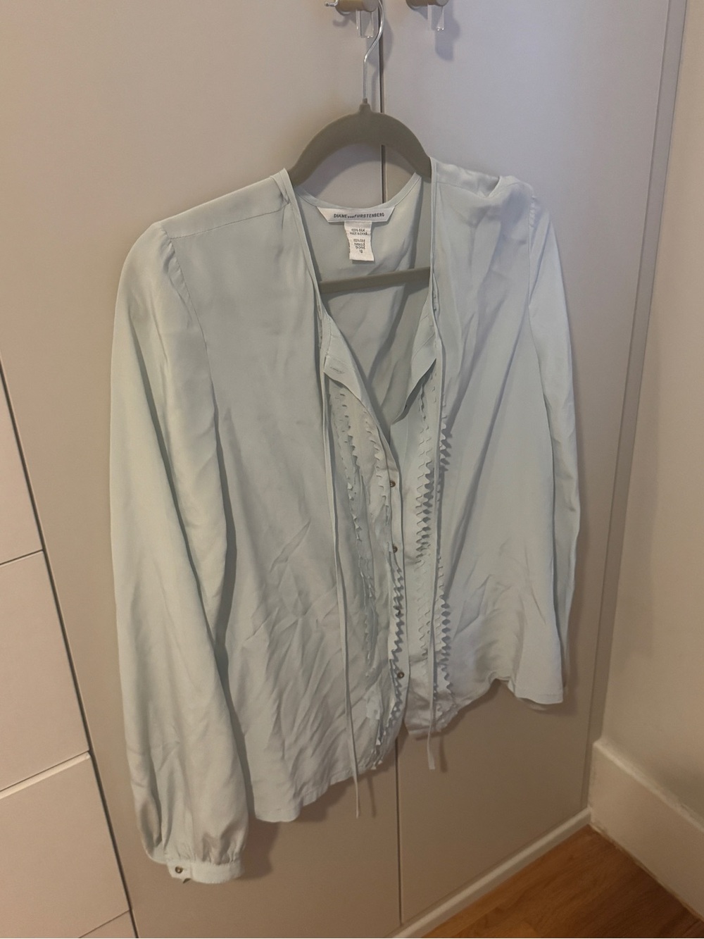 Diane Von Furstenberg Light Blue Silk Blouse